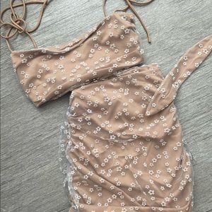 Fashion Nova two piece nude floral set